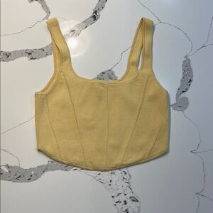 Aritzia Wilfred Natalie Knit Bustier Tank Top in Wheat Yellow 2XL